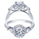 Taryn 14k White Gold Round 3 Stones Halo Engagement Ring TE7506W44JJ