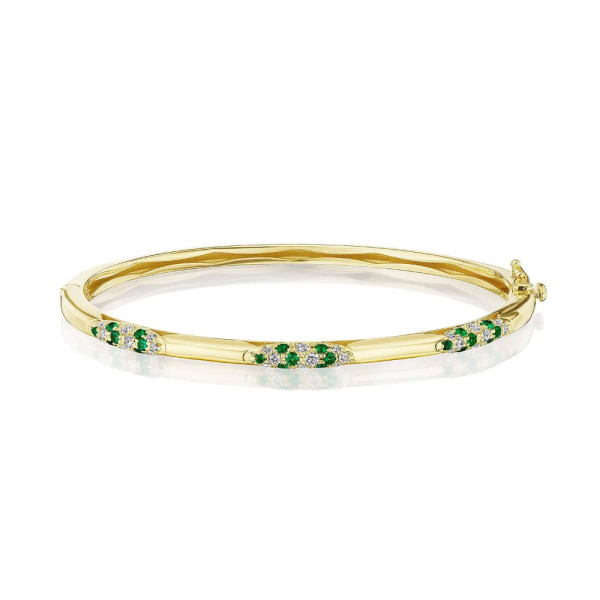 Tacori Crescent Eclipse emerald and diamond bangle, 18K yellow gold