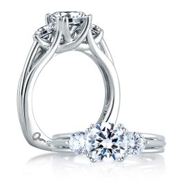 A Jaffe 18 Karat Three-Stone Engagement Ring MES225 | TQ Diamonds