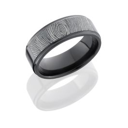 Lashbrook Z8FGE/WLCVFINGERPRINT2 POLISH Zirconium Wedding Ring or