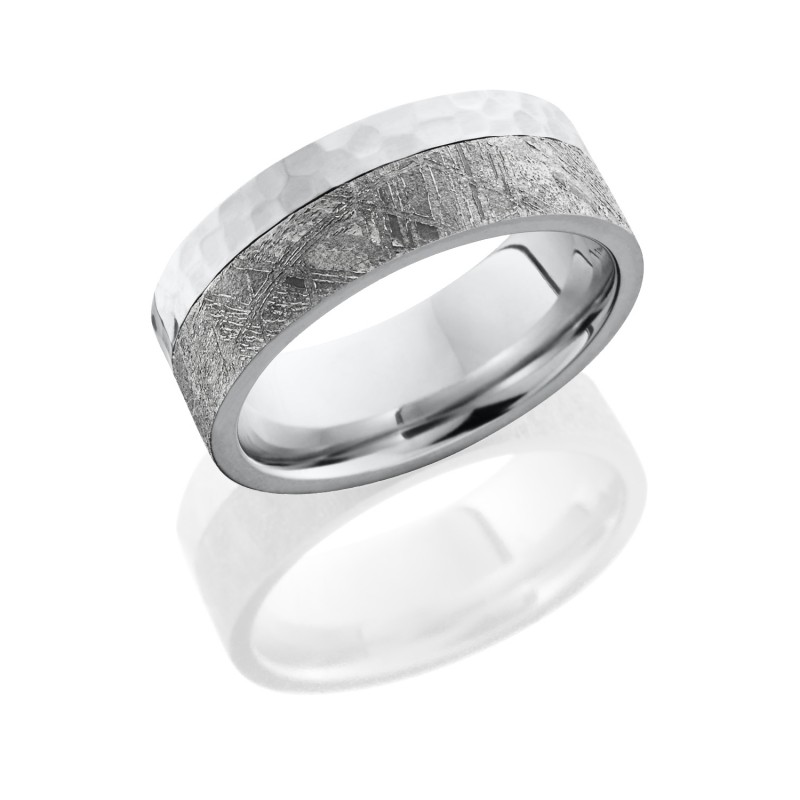 Lashbrook CC8F15EDGE/METEORITE HAMMER Meteorite Wedding Ring or Band