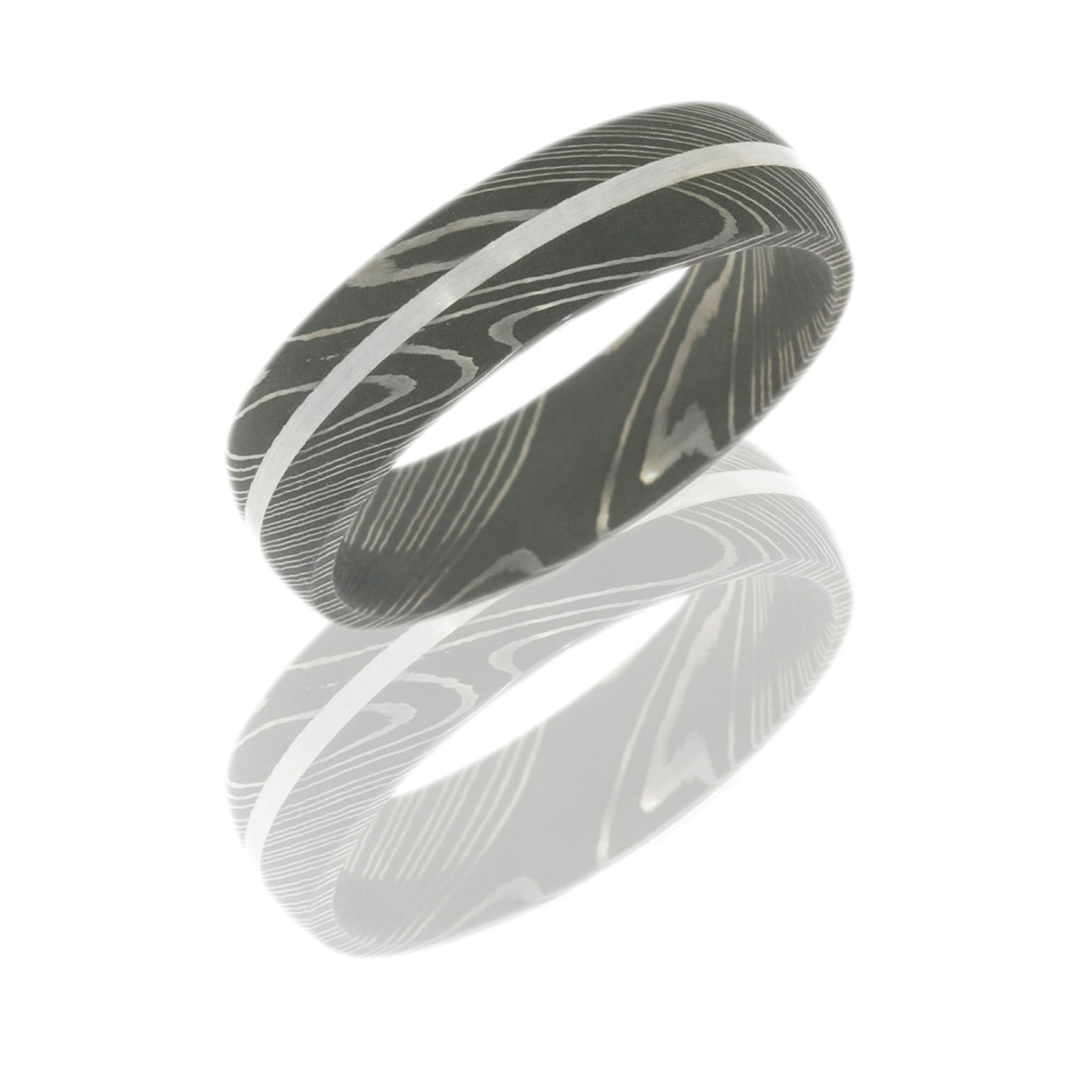 Lashbrook D6D11-PLATINUM ACID Damascus Steel Wedding Ring or Band