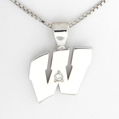 UW Motion "W" Platinum Pendant - Large with Diamond