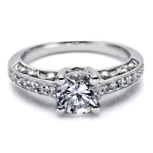 Tacori Platinum Hand Engraved Engagement Ring HT2154