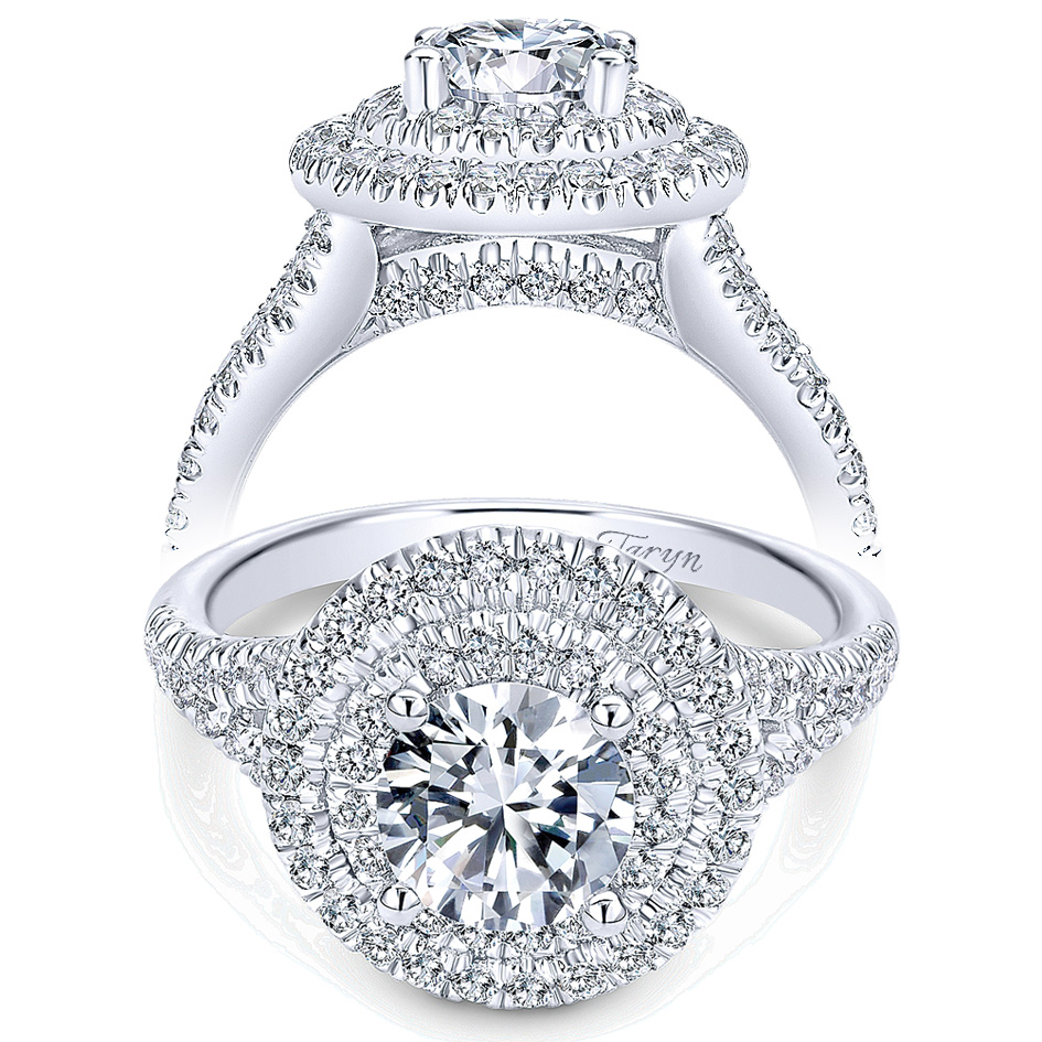 Taryn 14k White Gold Round Double Halo Engagement Ring TE10110W44JJ 