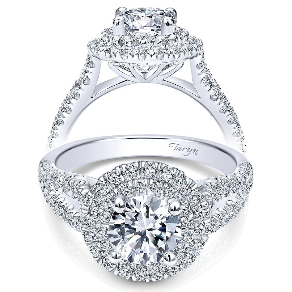 Taryn 14k White Gold Round Double Halo Engagement Ring TE10177W44JJ 