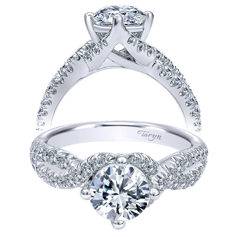 Taryn 14k White Gold Round Twisted Engagement Ring TE10197W44JJ 