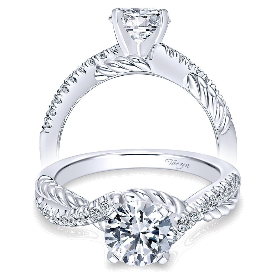 Taryn 14k White Gold Round Twisted Engagement Ring TE10298W44JJ 