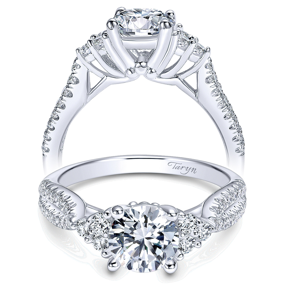 Taryn 14k White Gold Princess Cut 3 Stone Engagement Ring TE10477W44JJ
