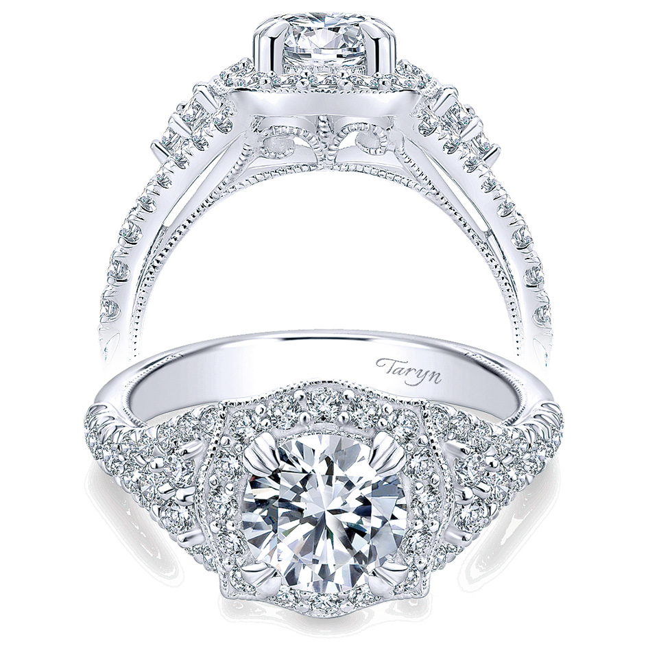 Taryn 14k White Gold Round Halo Engagement Ring TE10751W44JJ 