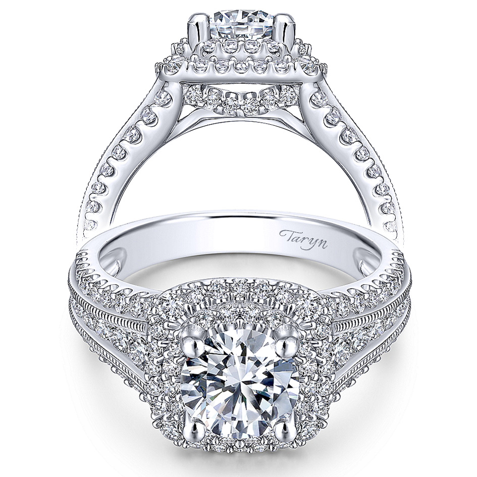 Taryn 14k White Gold Round Double Halo Engagement Ring TE11760R4W44JJ 