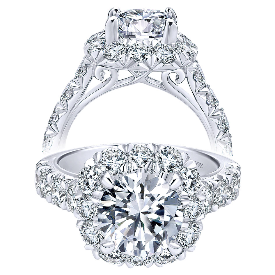 Taryn 18K White Gold Round Halo Engagement Ring TE11986R8W83JJ 
