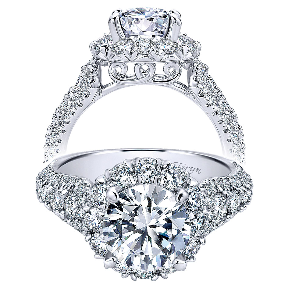 Taryn 18K White Gold Round Halo Engagement Ring TE11989R6W83JJ 