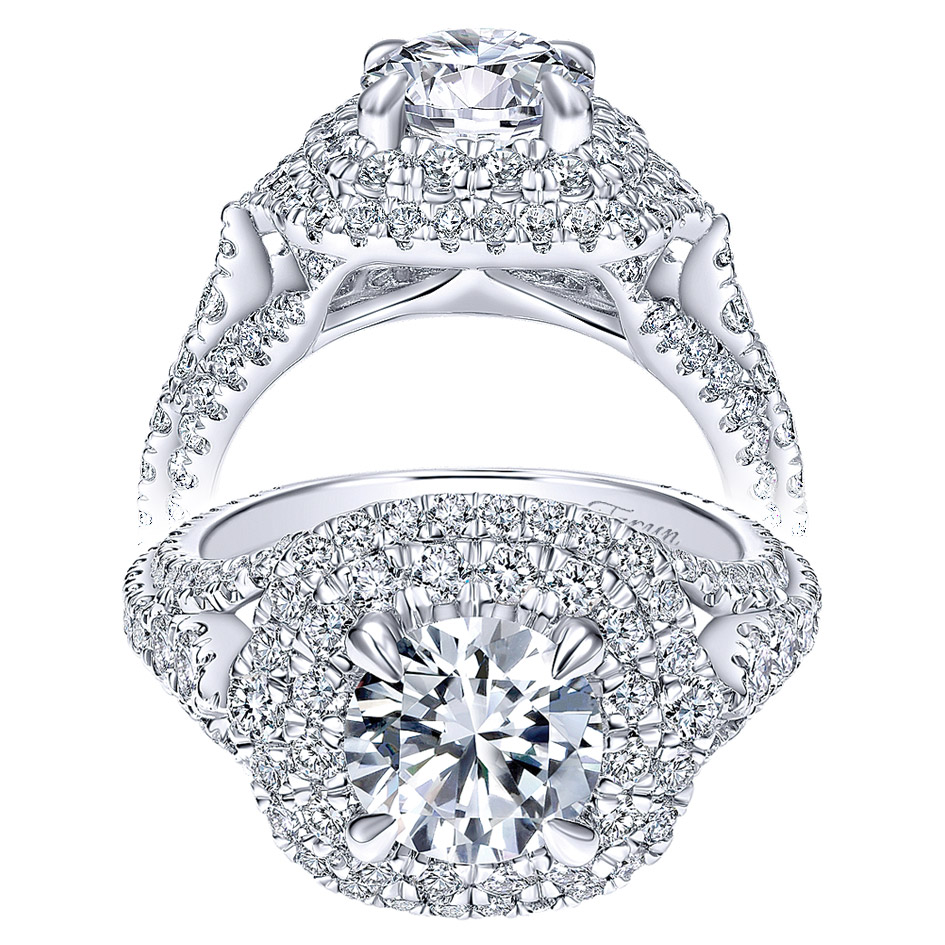 Taryn 18K White Gold Round Double Halo Engagement Ring TE12000R6W83JJ 