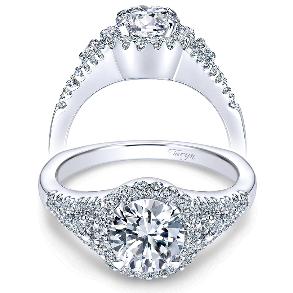 Taryn 14k White Gold Round Halo Engagement Ring TE4179W44JJ 