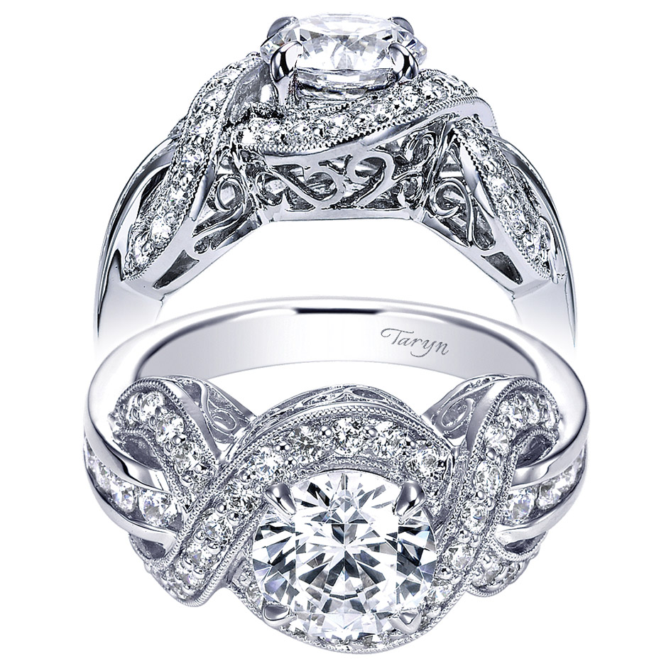 Taryn 14k White Gold Round Halo Engagement Ring TE5476W44JJ 