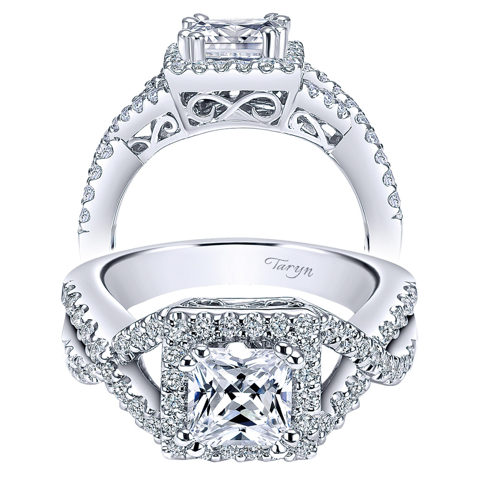Taryn 14k White Gold Princess Cut Halo Engagement Ring TE5795W44JJ 