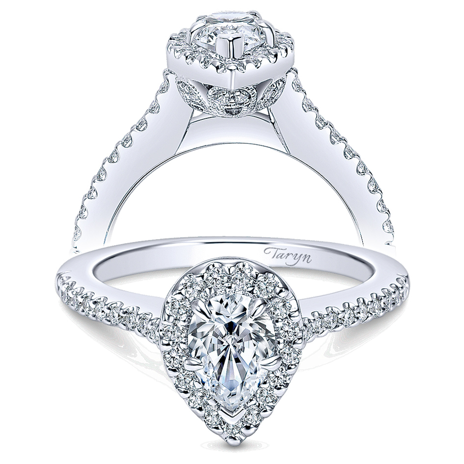 Taryn 14k White Gold Pear Shape Halo Engagement Ring TE5828W44JJ 