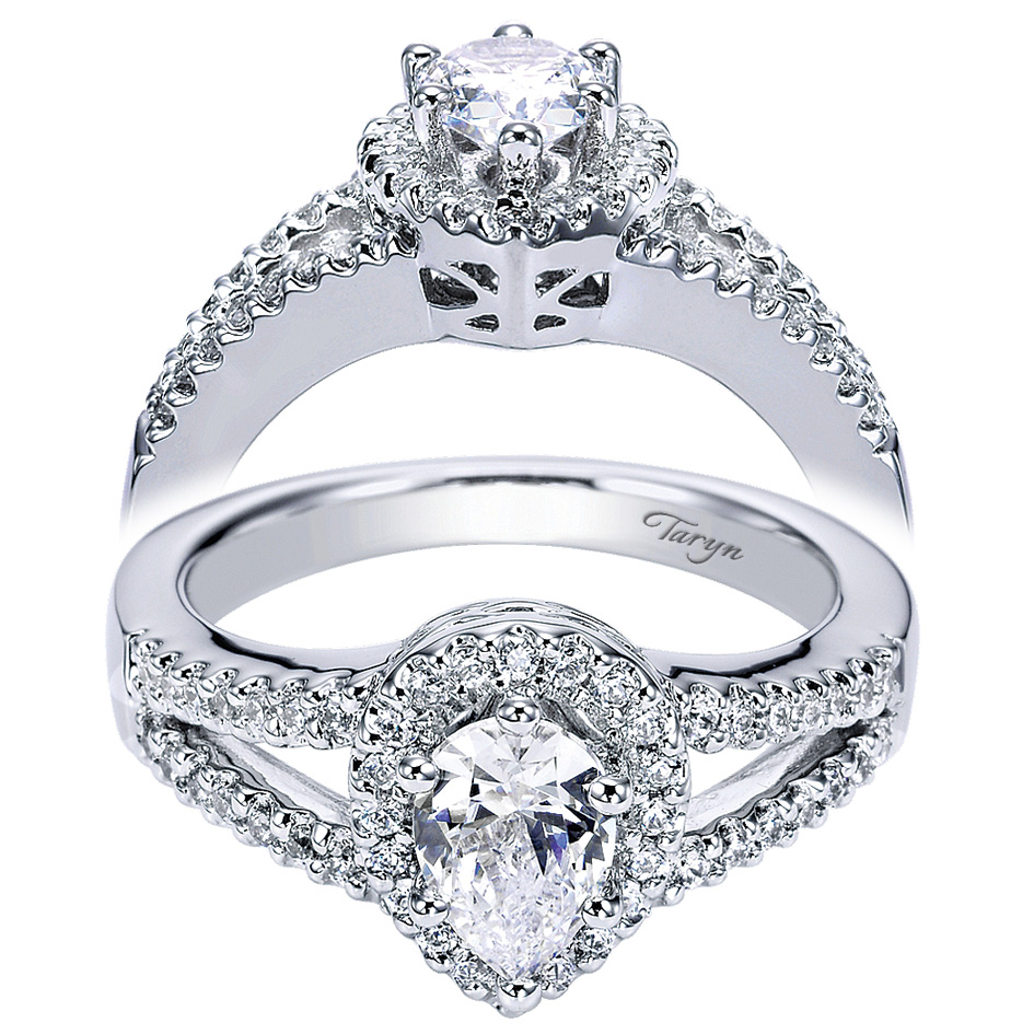 Taryn 14k White Gold Pear Shape Halo Engagement Ring TE5870W44JJ 