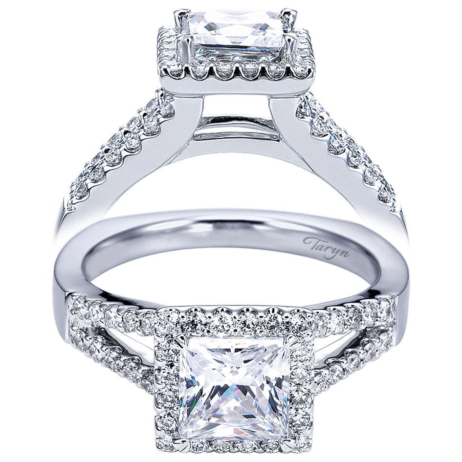 Taryn 14k White Gold Princess Cut Halo Engagement Ring TE6560W44JJ 