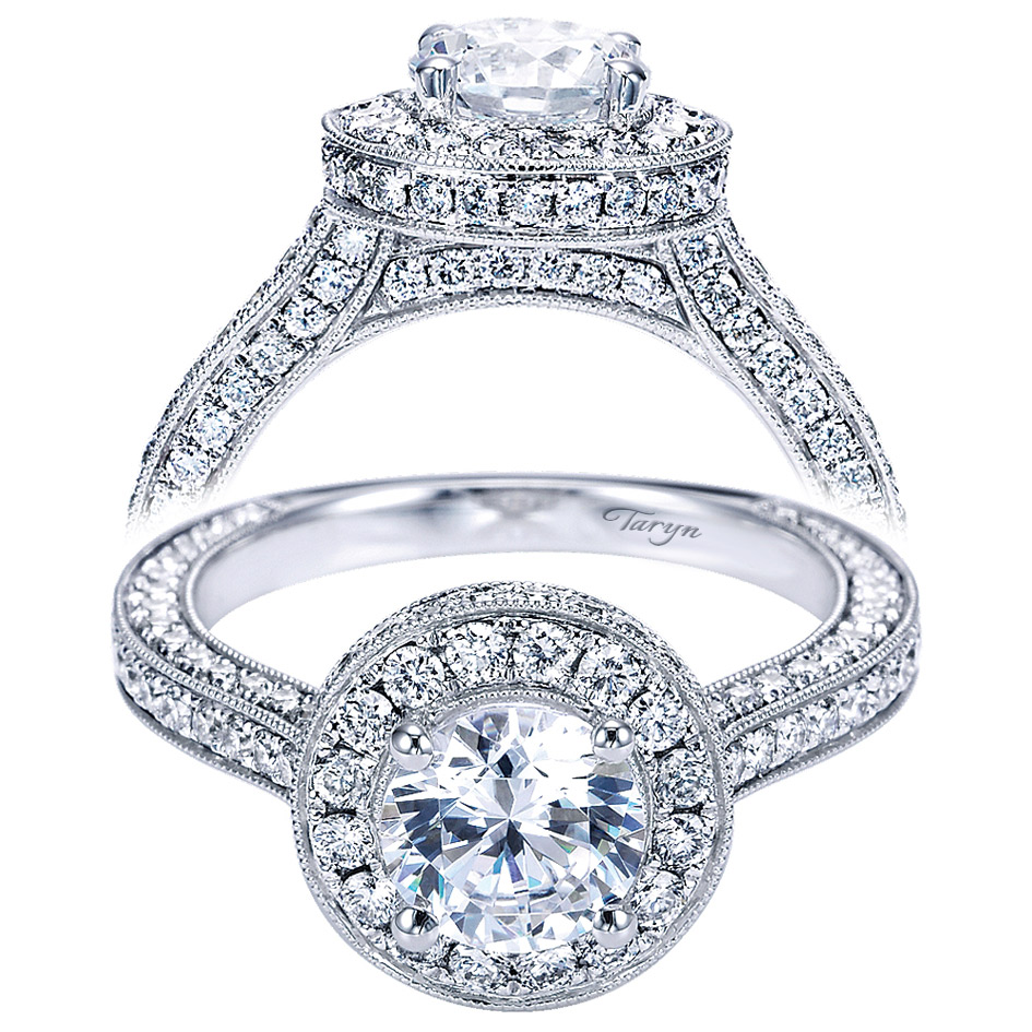 Taryn 14k White Gold Round Halo Engagement Ring TE7258W44JJ 