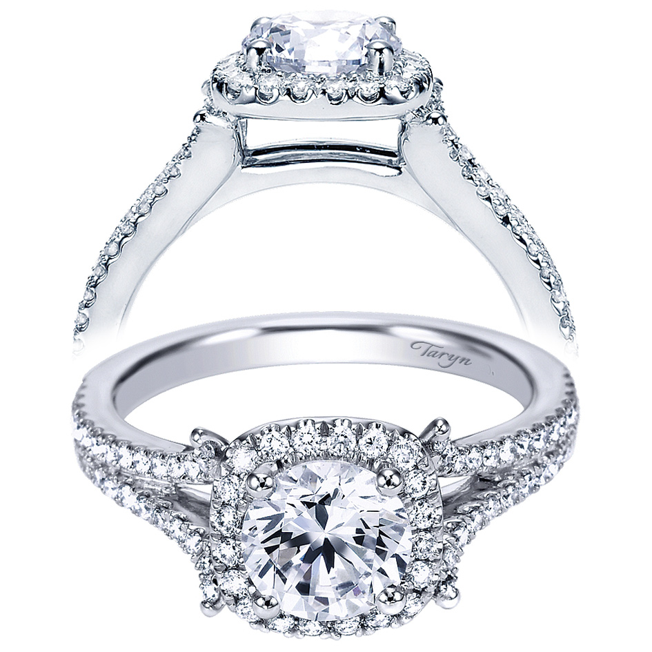 Taryn 14k White Gold Round Halo Engagement Ring TE7272W44JJ 