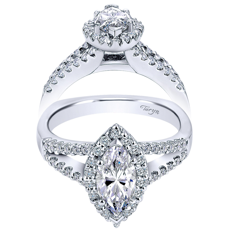 Taryn 14k White Gold Marquise Halo Engagement Ring TE7741W44JJ 