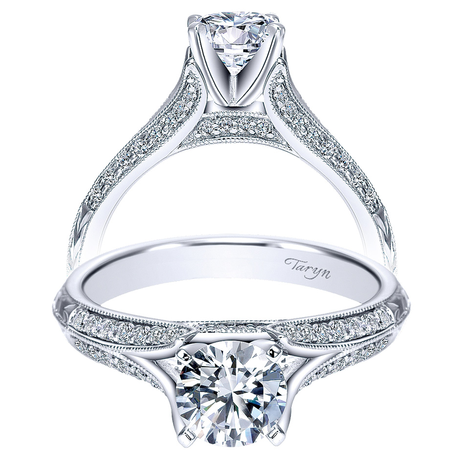 Taryn 14k White Gold Round Split Shank Engagement Ring TE7998W44JJ 