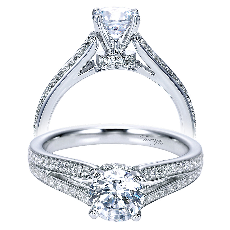 Taryn 14k White Gold Round Split Shank Engagement Ring TE8001W44JJ 