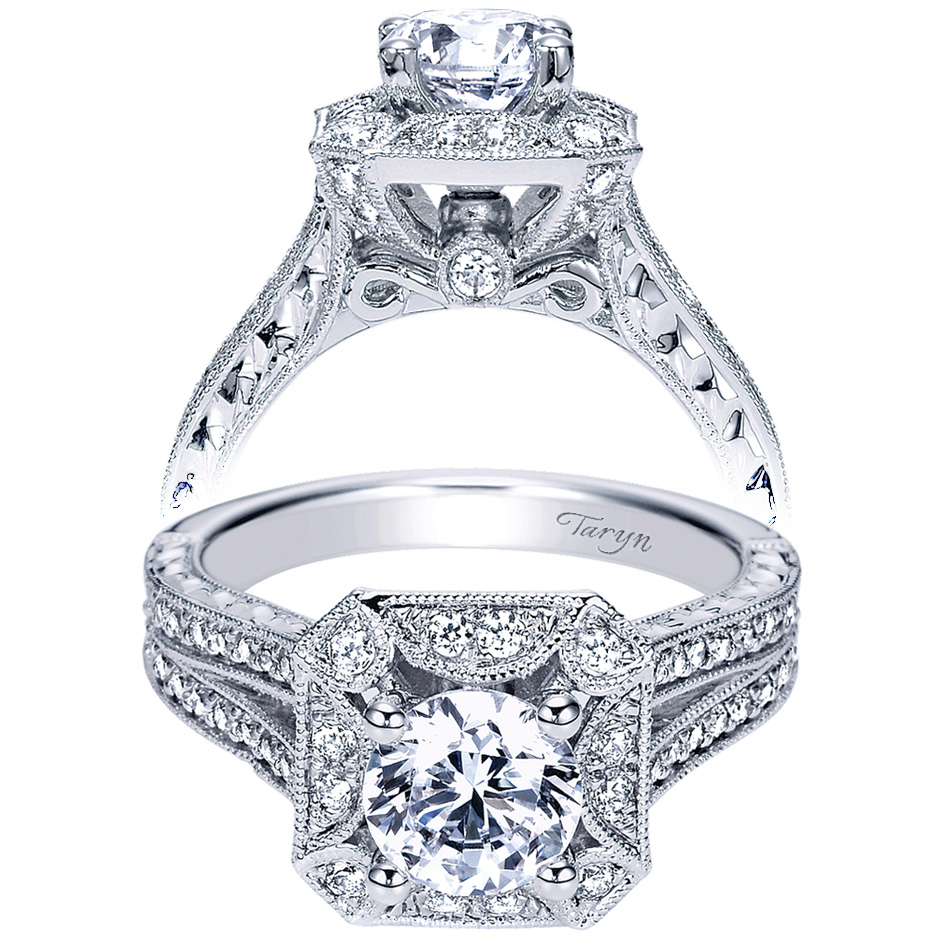 Taryn 14k White Gold Round Halo Engagement Ring TE8175W44JJ 