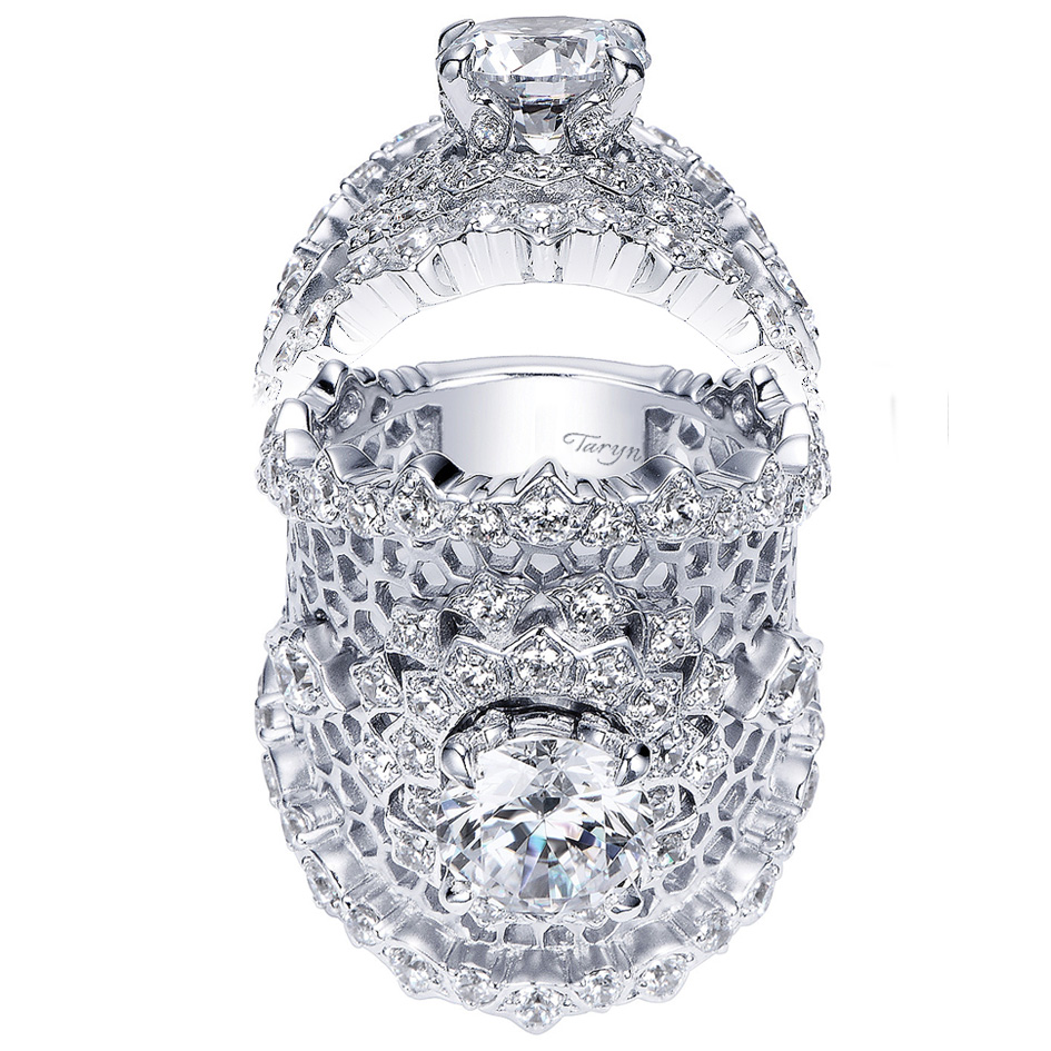 Taryn 18K White Gold Round Double Halo Engagement Ring TE8468W83JJ 