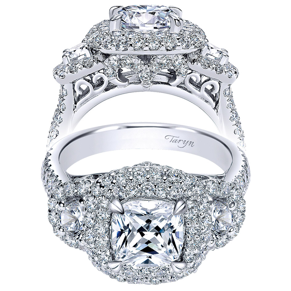 Taryn 18K White Gold Round Halo Engagement Ring TE8470W83JJ 