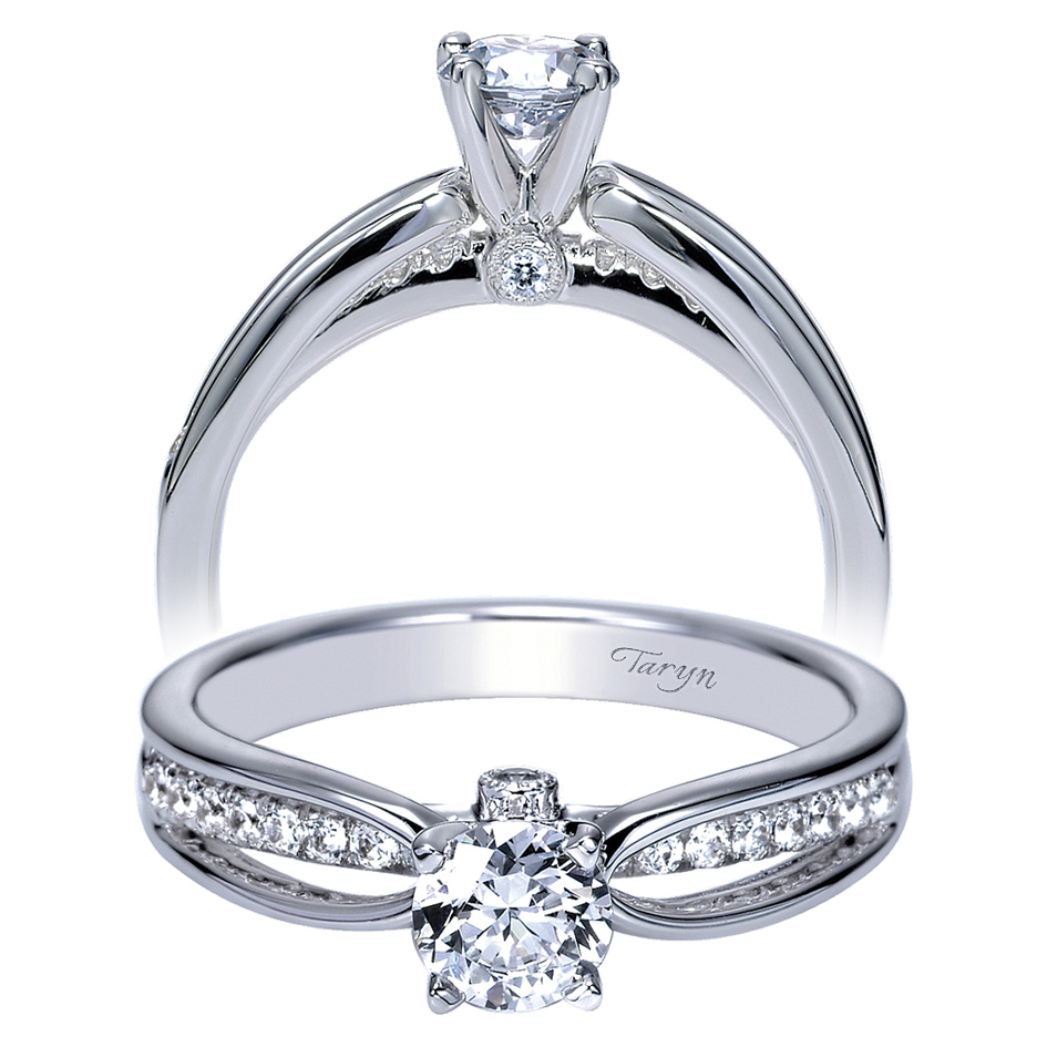 Taryn 14k White Gold Round Split Shank Engagement Ring TE8571W44JJ 