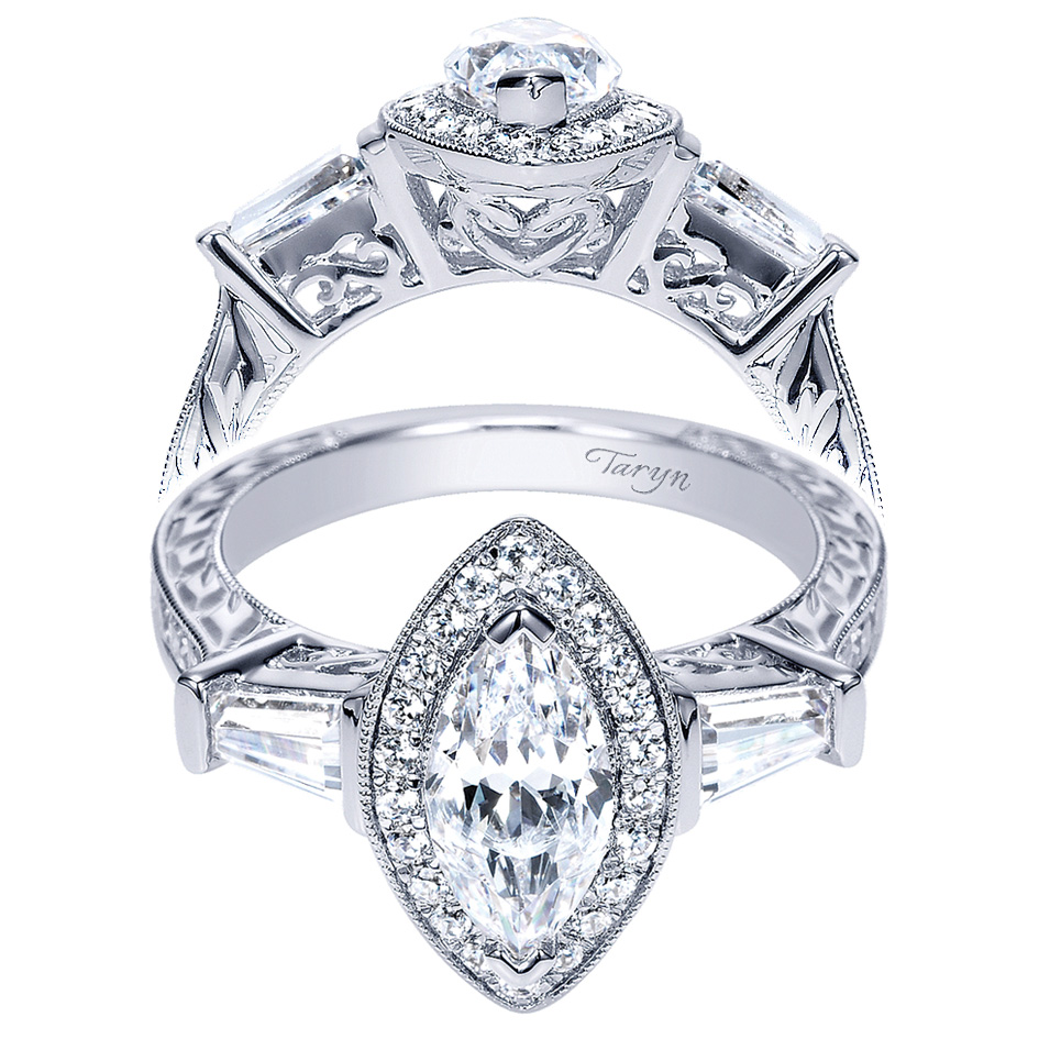 Taryn 14k White Gold Marquise Halo Engagement Ring TE8811W44JJ 