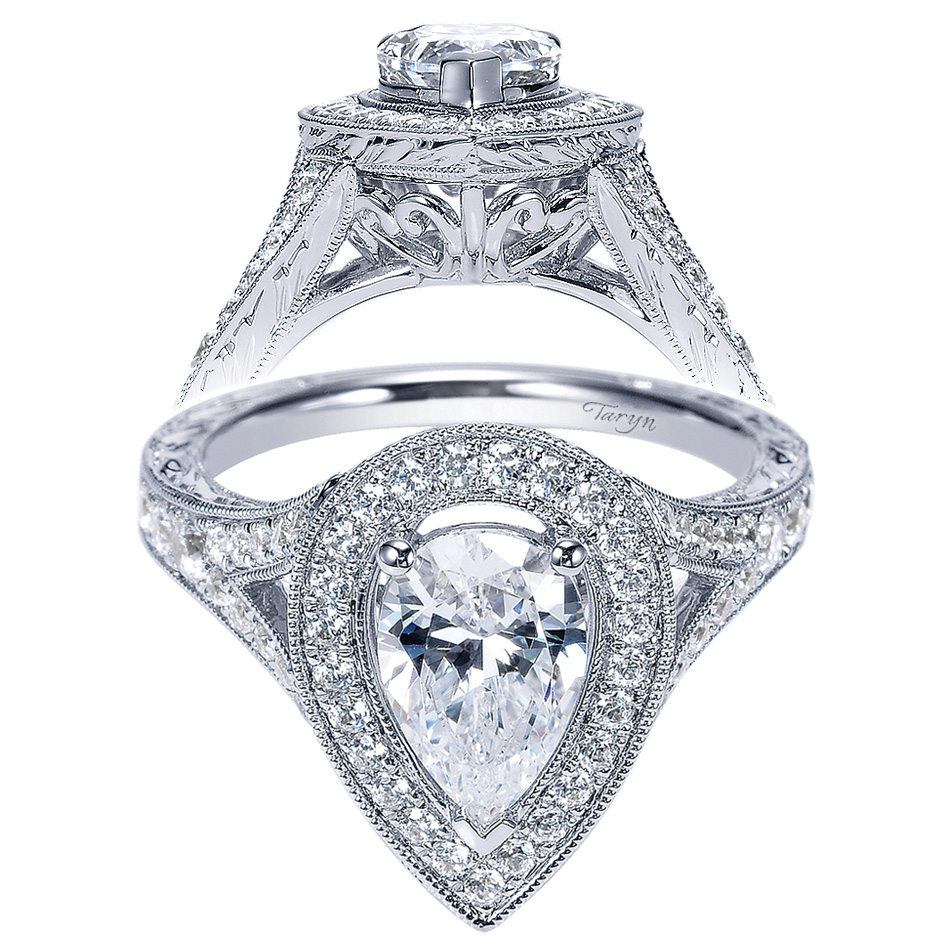 Taryn 14k White Gold Pear Shape Halo Engagement Ring TE8813W44JJ 