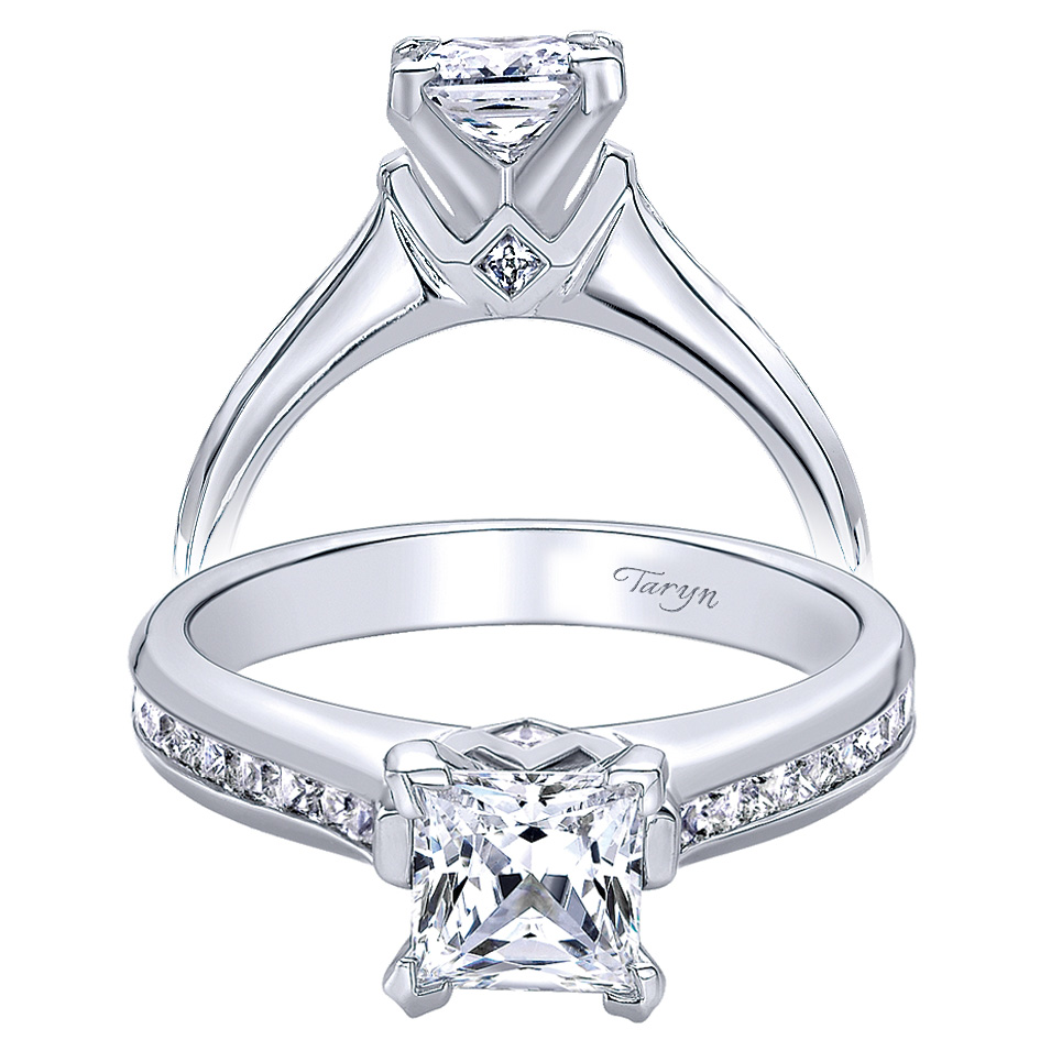 Taryn 14k White Gold Princess Cut Straight Engagement Ring TE8876W44JJ 