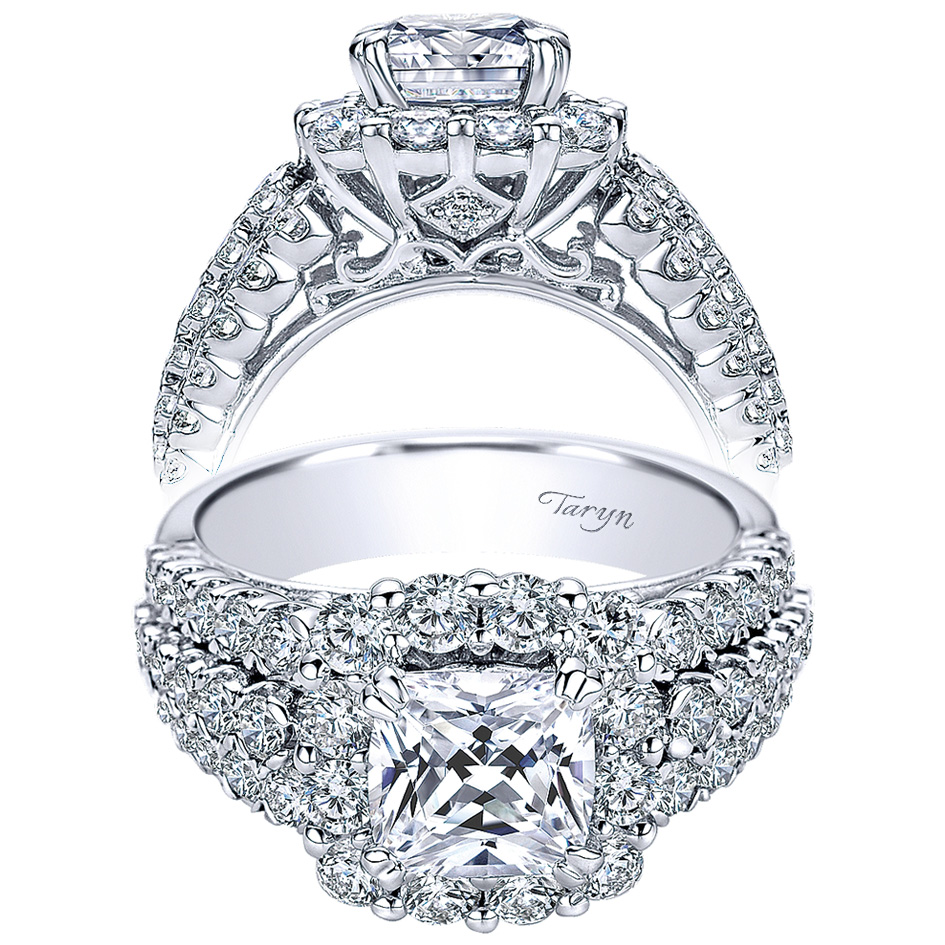 Taryn 14k White Gold Cushion Cut Halo Engagement Ring TE8906W44JJ 