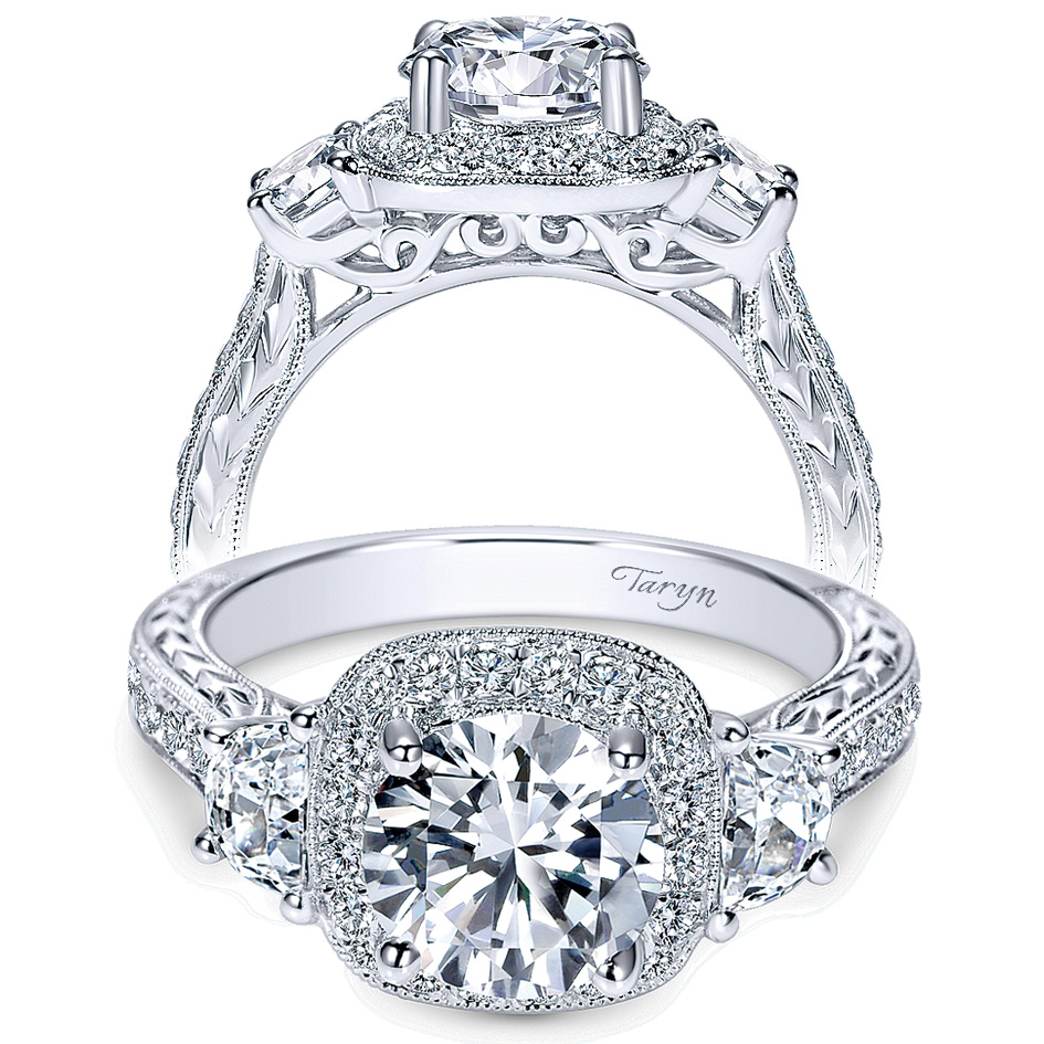 Taryn 14k White Gold Round Halo Engagement Ring TE8918W44JJ 