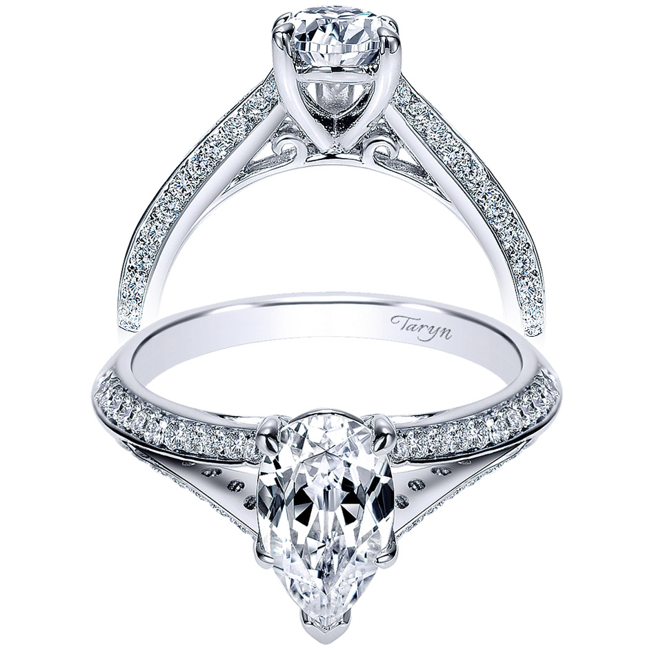 Taryn 14k White Gold Pear Shape Split Shank Engagement Ring TE8927W44JJ 