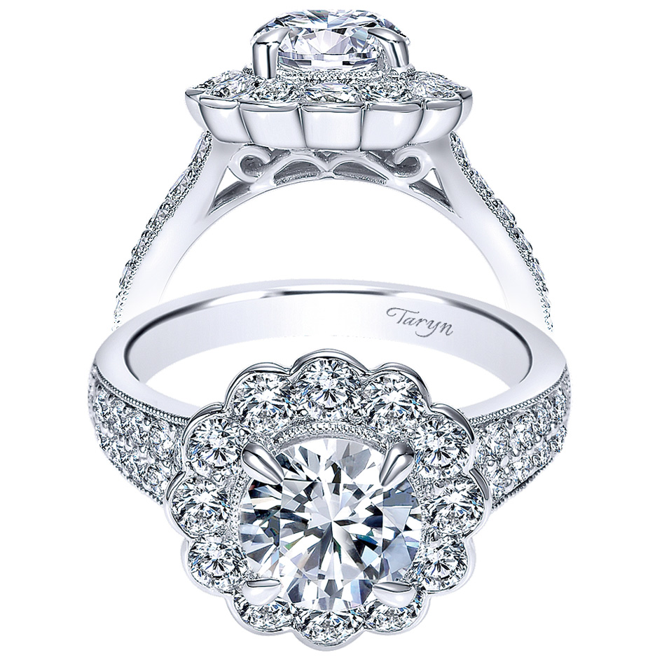 Taryn 18K White Gold Round Halo Engagement Ring TE8934W83JJ