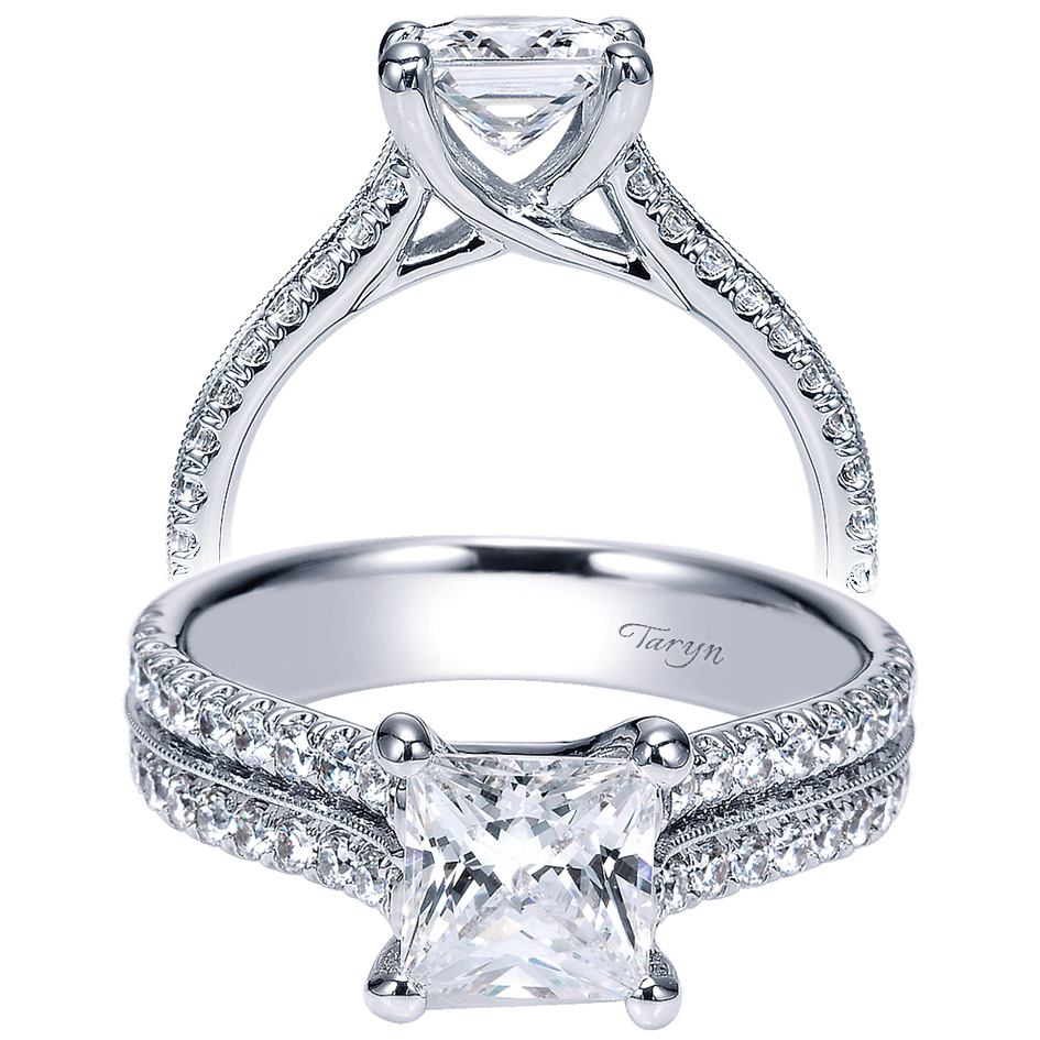 Taryn 14k White Gold Princess Cut Straight Engagement Ring TE8972W44JJ 