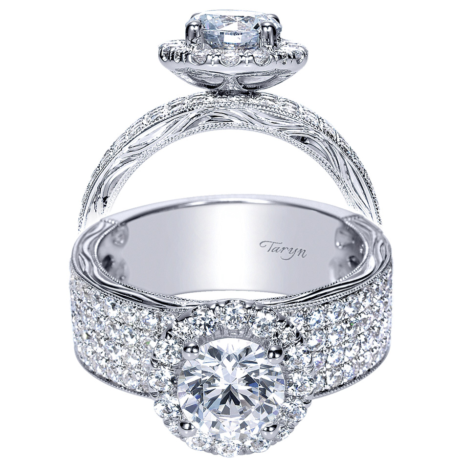 Taryn 14k White Gold Round Halo Engagement Ring TE8986W44JJ 