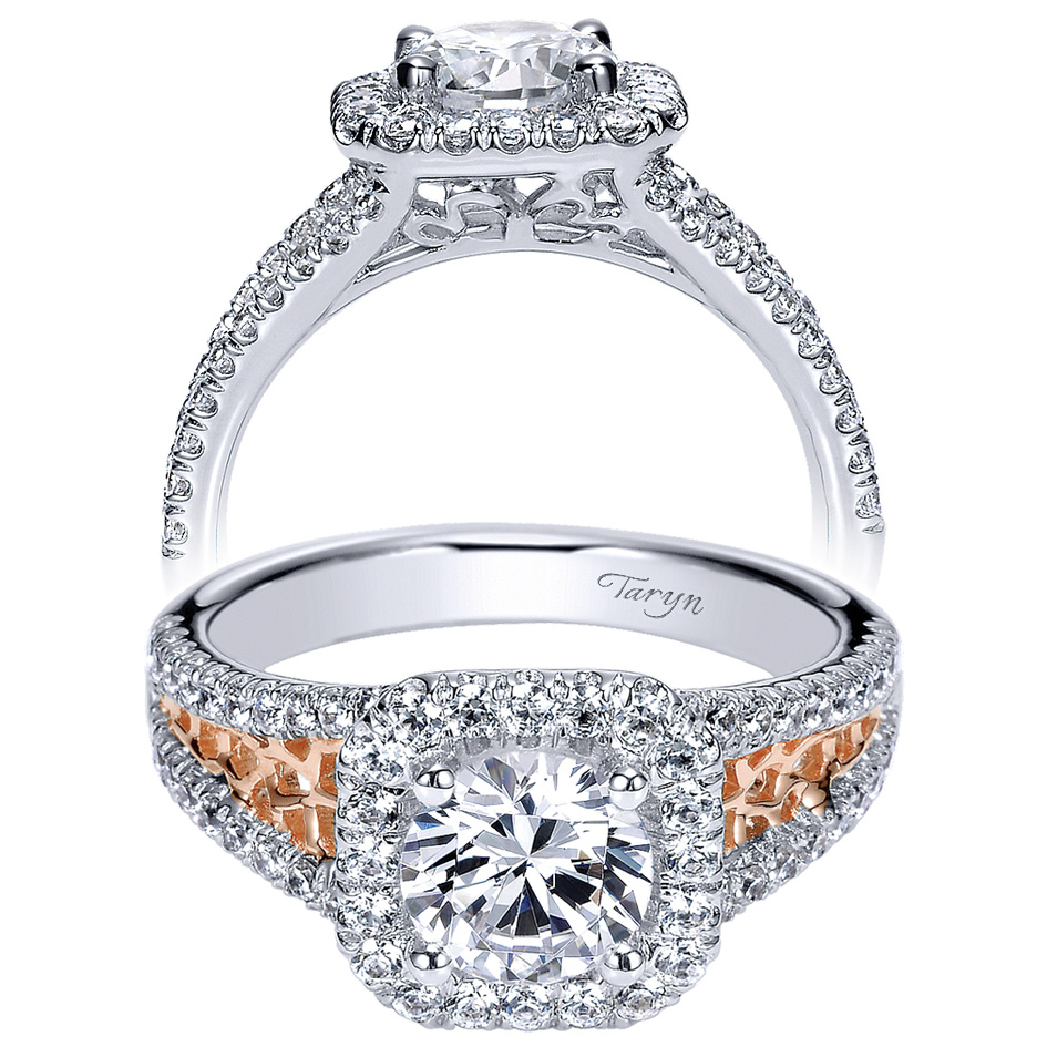 Taryn 14K White/Rose Round Halo Engagement Ring TE9035T44JJ 