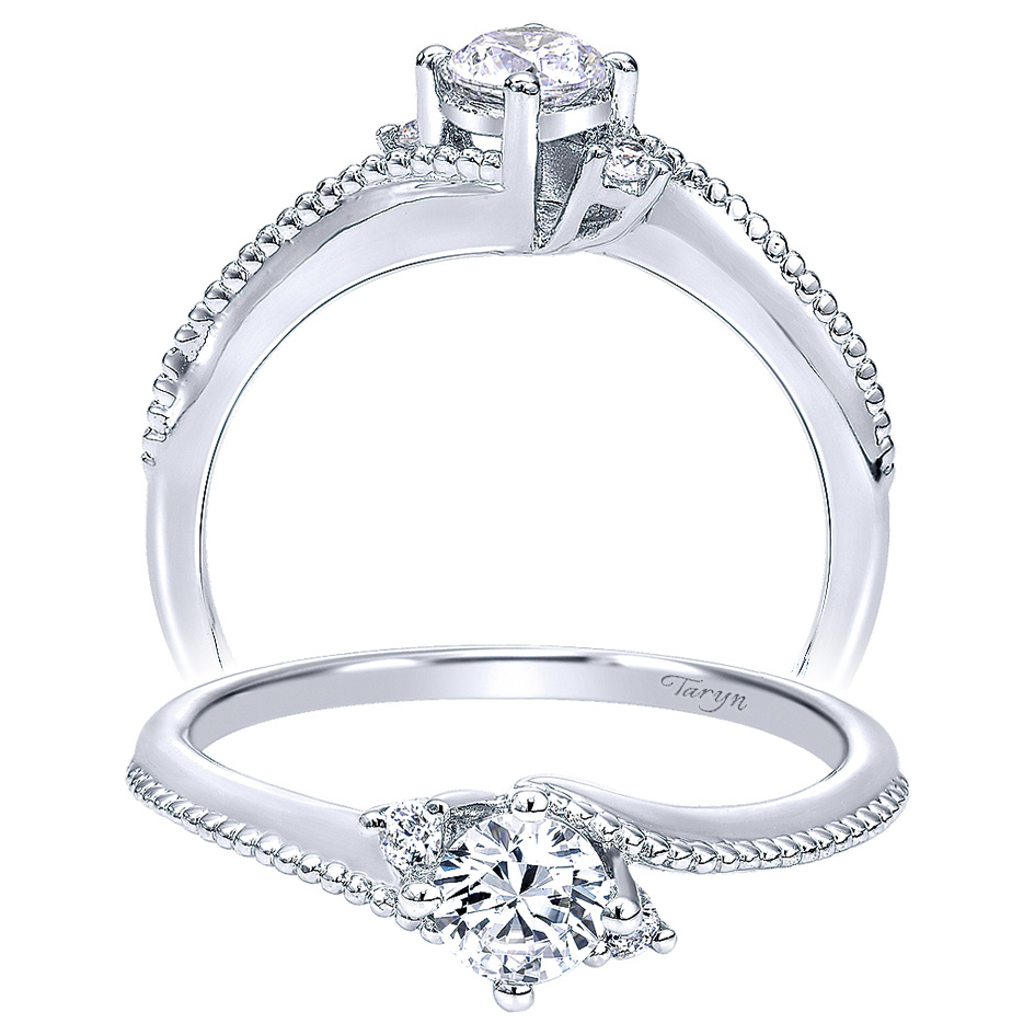 Taryn 14k White Gold Round 3 Stone Engagement Ring TE910066W44JJ