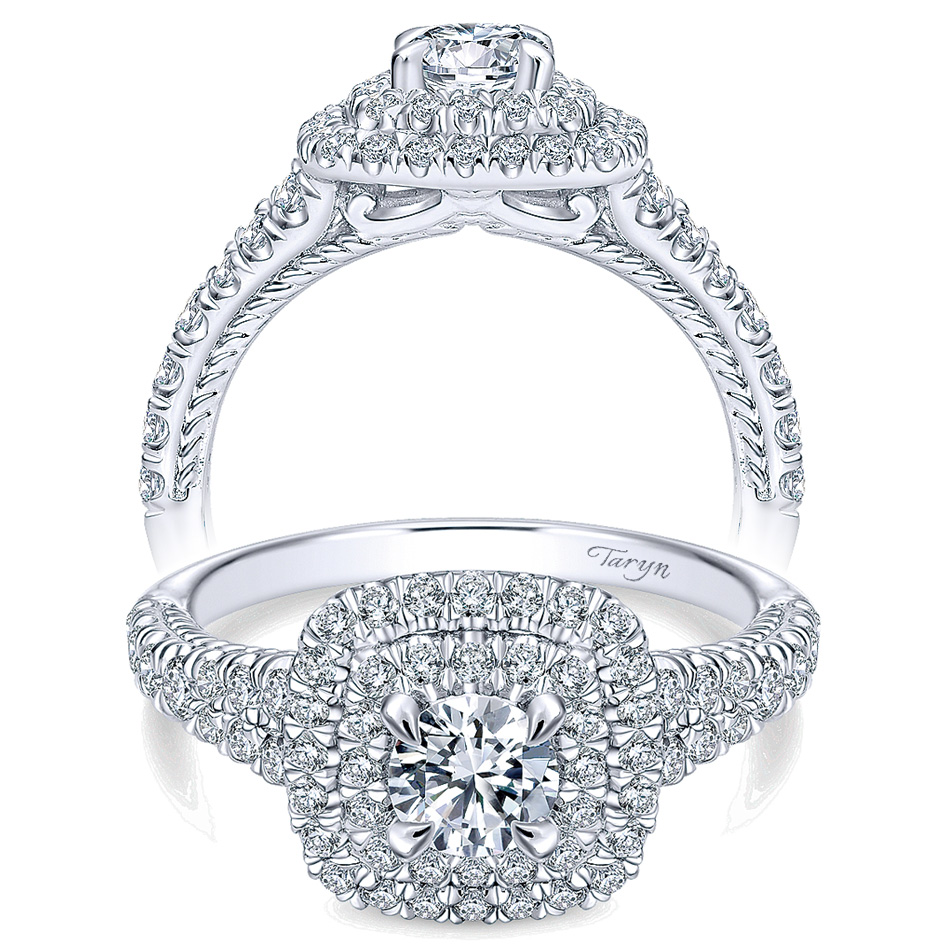 Taryn 14k White Gold Round Double Halo Engagement Ring TE910092W44JJ 