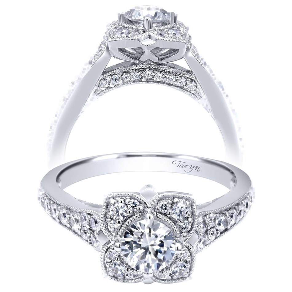 Taryn 14k White Gold Round Halo Engagement Ring TE910209W44JJ 