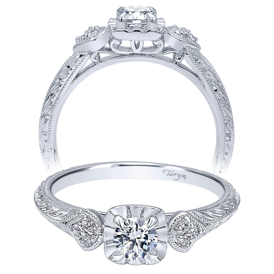 Taryn 14k White Gold Round Straight Engagement Ring TE910779W44JJ 
