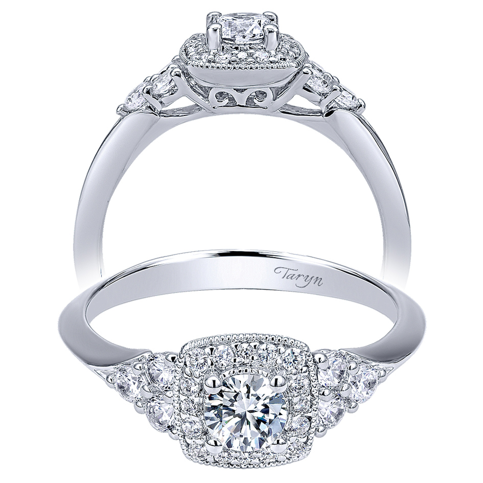 Taryn 14k White Gold Round Halo Engagement Ring TE911600R0W44JJ 