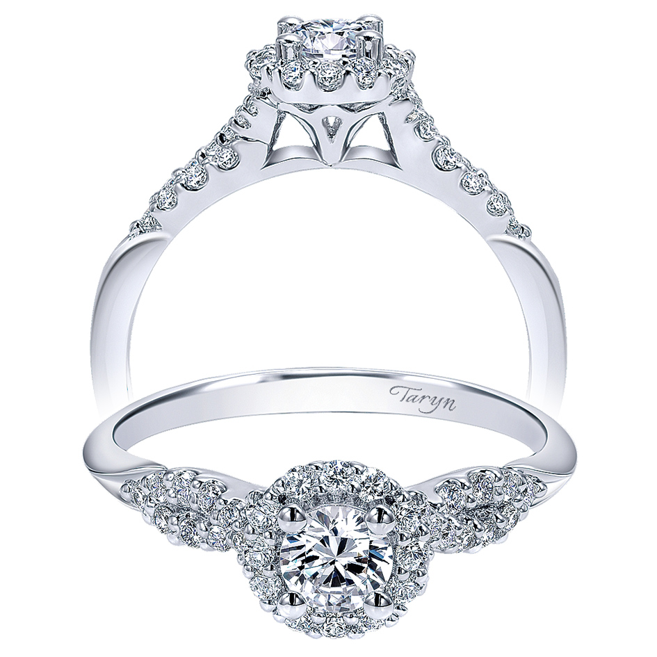 Taryn 14k White Gold Round Halo Engagement Ring TE911774R0W44JJ 