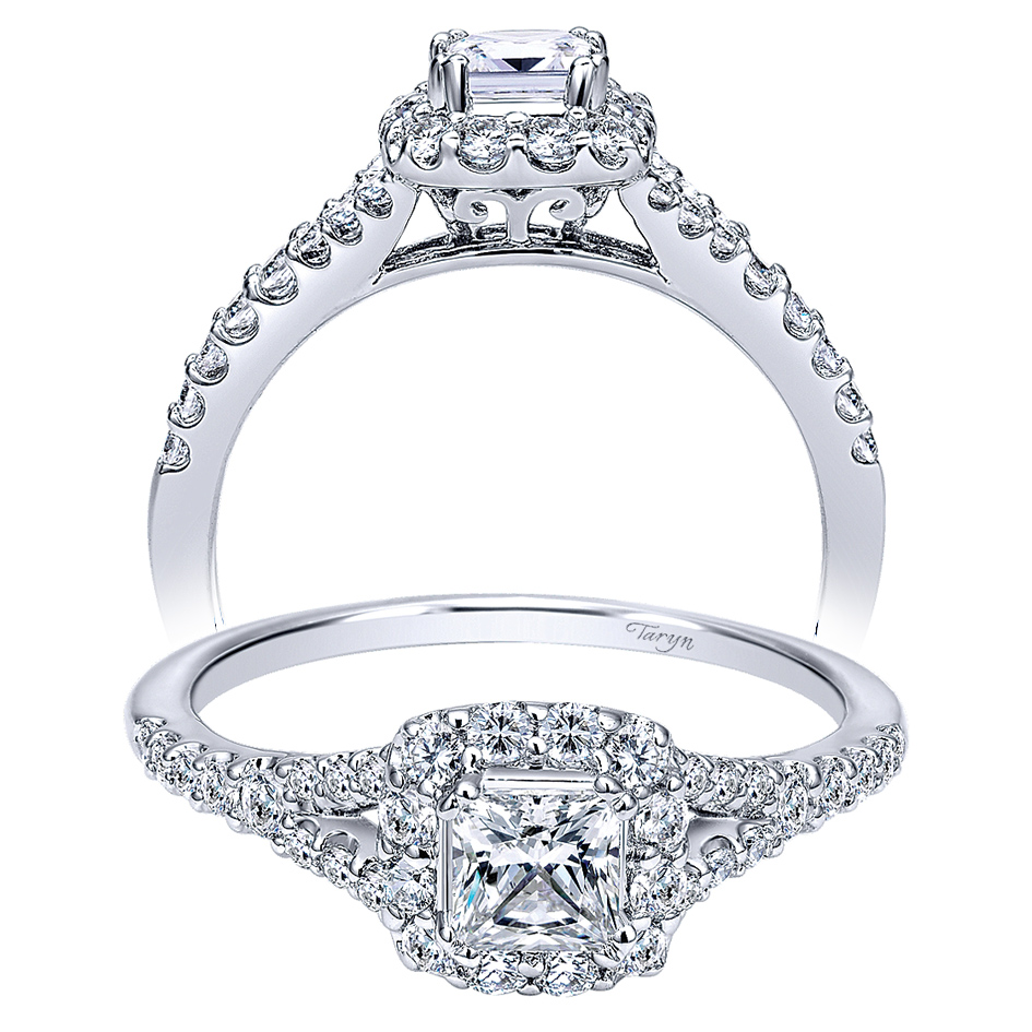 Taryn 14k White Gold Princess Cut Halo Engagement Ring TE911791S0W44JJ 